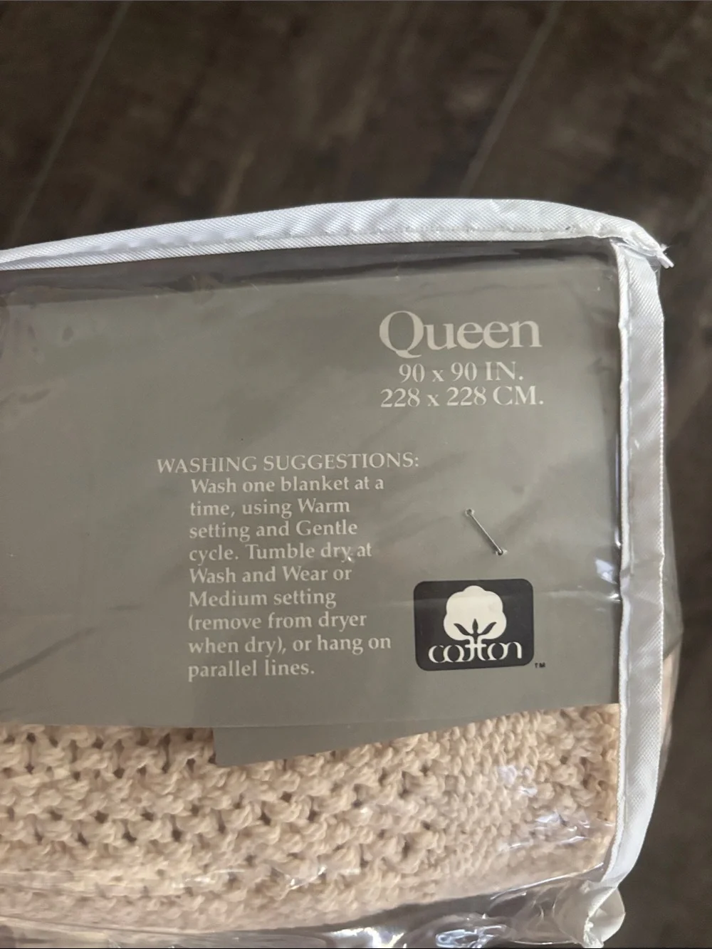 Cotton Thermal Blanket Beige Size Queen 90x90